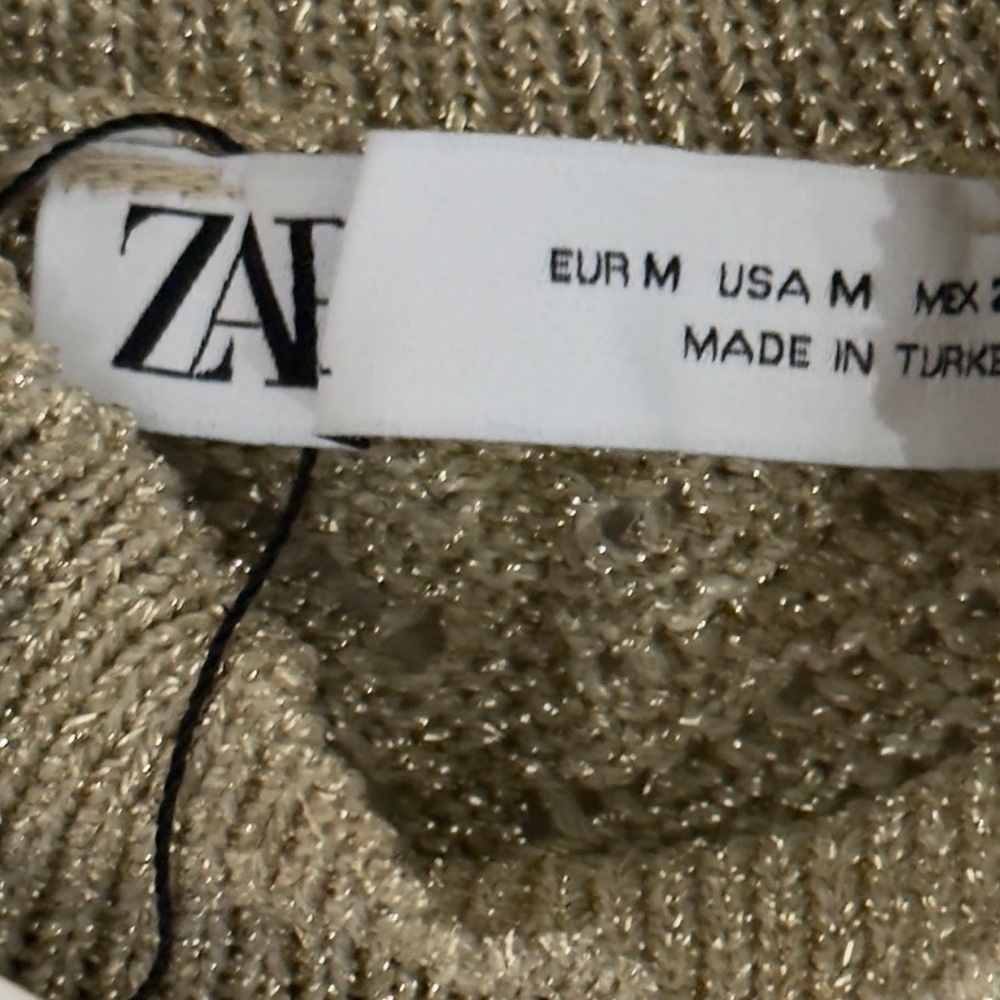 Zara NEW Long Knit Fringe Dress Tunic  Metallic Thread BLOGGER FAVE Size Medium - Picture 3 of 9